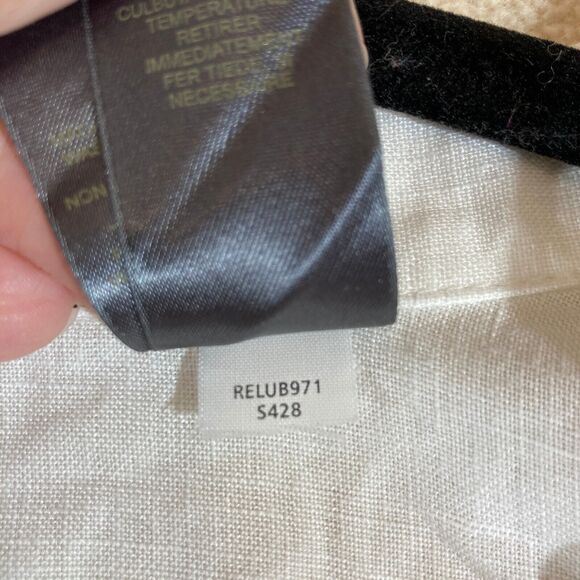 Liz Claiborne Linen Top 3X White Embroidery Button Up 3/4 Sleeve Country Coastal - Picture 8 of 10